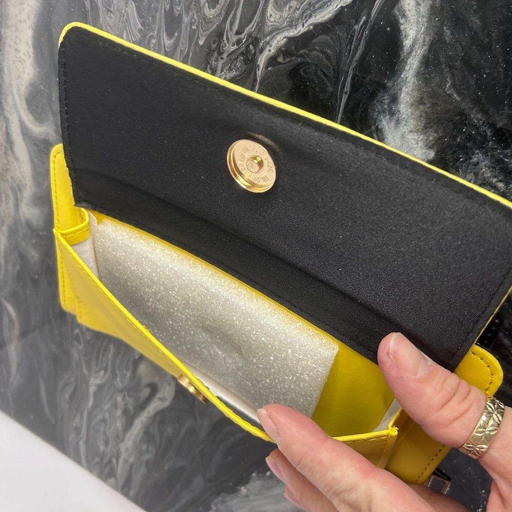 Vibrant Yellow Leather Wristlet​ - Picture 3 of 4